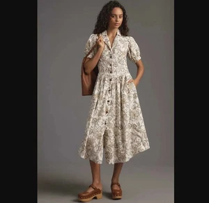 Anthropologie New Pilcro x Denim Cord Floral Midi Shirt Dress - Bild 1 von 3