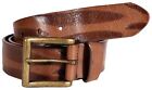 New Mens Soft Real Leather Brown Contrast Pressed Pin Buckle Belts S-3XL