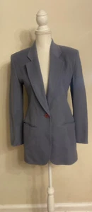HENRI BENDEL NY Long Blazer Jacket Coat Cashmere Wool Italy Blue/Grey Sz 2 Small - Picture 1 of 6