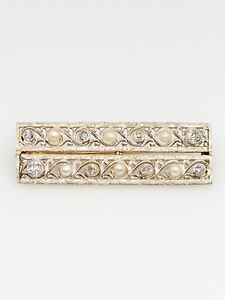 Antique $4000 1.50ct Diamond Natural Pearl 14k Gold Platinum Brooch Pin 12g