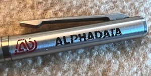 Vintage ALPHADATA Branded Stainless Steel Twist Ballpoint Pen, Works! - Picture 1 of 6
