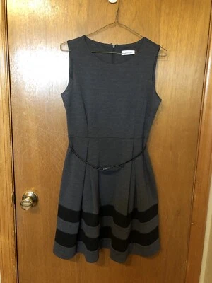 Calvin Klein Belted Dress In Gray And Black Women’s Size Petite 8 - Image 1 of 4