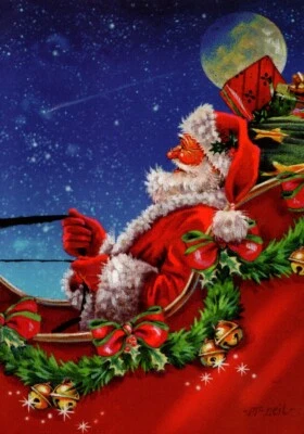 Santa and Reindeer Sleigh Merry Christmas Cards By Paper Magic - Set of 13 - Image 1 of 3