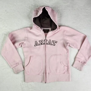 ARIAT Hoodie Jacket Girls Kids Pink Full Zip Pocket Size Small (8) Long Sleeve - Picture 1 of 10