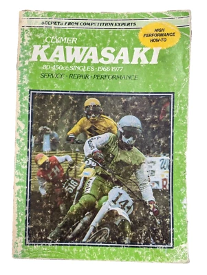 Manual de reparación de servicio de motocicleta Clymer Kawasaki 80-450cc individual 1966-1977 Foto 1 de 4