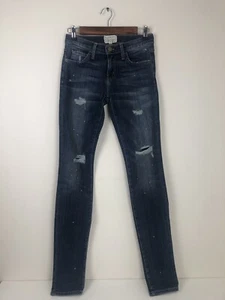Pantalones de mezclilla ajustados Current Elliott The talla 24 Loved Destroyed Wash - Imagen 1 de 8
