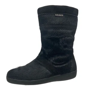 Vintage Tecnica Black Goat Fur Cortina Skandia Apres Ski Boots EU 40 Women’s 8.5 - Picture 1 of 11