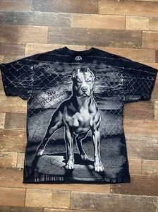 Y2K Pitbull Dog Mega Print Shirt Size XL DOM Rave Raver Affliction Style - Imagen 1 de 4