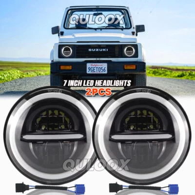 For Suzuki Samurai SJ410 7 inch LED Round Headlights Pair DRL Hi/Lo Beam x2pc - Image 1 of 4