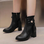Women Chelsea Boots Girls Mid Block Heel Zipper Up Sweet Bow Short Booites Shoes