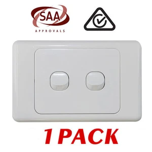 1 x 2 Gang Double Wall Switch - 2 Way Switching - Electrical Light Switch - SAA - Picture 1 of 4