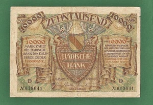 01 118 Notgeld Badische Bank Sitz Mannheim 10 000 Mark, 1.4.1923, Serie D - Picture 1 of 2