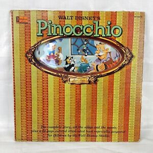 1960s Disney Pinocchio Storybook Record, Vintage Vinyl LP, Geppetto Blue Fairy 