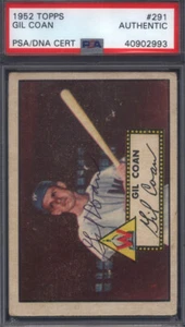 1952 Topps #291 Gil Coan Signed Autographed Auto Senators PSA/DNA - Picture 1 of 2