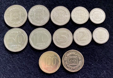 Yugoslavia 6 Coins Set 1, 2, 5, 10, 50, 100 Dinara UNC World Coins Cover