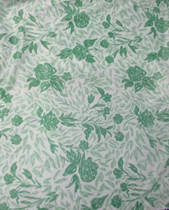 Vintage Poly Knit Green with Roses, Leaves- 60" Wide x 1 Yard - 70/80's - Picture 1 of 4