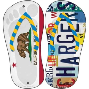 CA Flag Chargers Strip 8"x4" Metal Flip Flop Shoe (Set of 2) Print Sign Wall Art - Picture 1 of 1