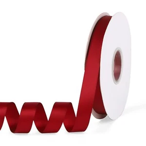 Solid Color Wine Red Satin Ribbon 5/8 inches X 50 YardsDouble Faced Polyester... - Picture 1 of 7