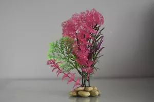 Base ciottoli per acquario pianta in plastica rosa e verde 7 x 6 x 20 cm - Foto 1 di 2