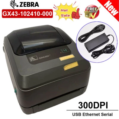 Zebra GX430T GX43-102410-000 Thermal Barcode Label Tag Printer Network 300DPI - Image 1 of 4
