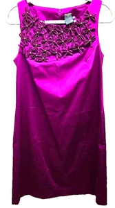 Taylor Dressy Fushia Dress Sleeveless Applied Flowers Front Neck Size 10 - Picture 1 of 6