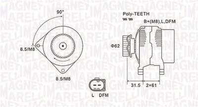 Generatore alternatore MAGNETI MARELLI Lima 063731820010 per VW TRANSPORTER T5 - Immagine 1 di 4