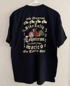 Black T-shirt 4th Annual Tequileros Bike Rally 3/21/09 Nvo Progreso Mexico Sz L - Picture 1 of 9