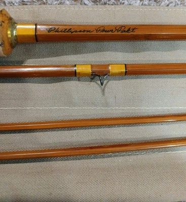 De colección 1950 Phillipson Power-Pakt 9' 3/2 caña de bambú todo original con calcetín y tubo Foto 1 de 4