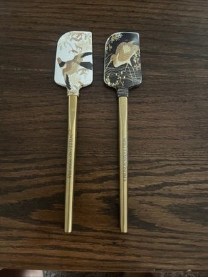 WILLIAMS-SONOMA - New FAMILLE ROSE Mini Spatulas w/ Gold Handles - Set of 2 - Image 1 of 4
