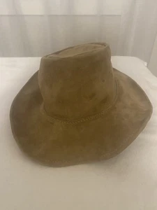 Walkabout Hats Real Leather Australia Unisex Sz L Wire Rim Brim Vented Tan 890 - Picture 1 of 11