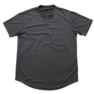 BYLT Shirt Mens Size L Drop Cut Short Sleeve Henley Performance Stretch Gray - Picture 1 of 5