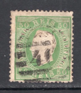 Portugal 1870 King Luiz 50r Green Perf 12.5 FVF Used #42 CV$65 - Afbeelding 1 van 1