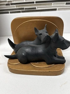 Ungewöhnliche ZWILLING SCOTTISH TERRIER Vintage Buchstütze - Bild 1 von 4