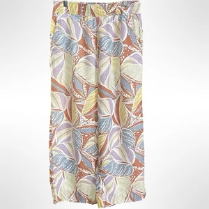 C&C California 100% Linen Pants Women's Medium Pastel Floral Boho Beach - Picture 1 of 8