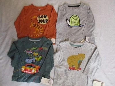 NUEVO CON ETIQUETAS Colección Tea Bebé Niño Lote de 4 Camisetas L/S Serigrafiadas 6-9 Meses Foto 1 de 4