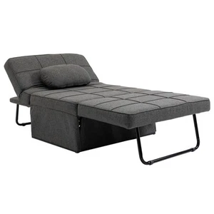 HOMCOM Poltrona Futon 3 in 1 con Schienale Regolabile e Cuscino Grigio - Foto 1 di 10