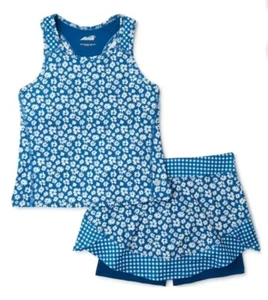 3 Avia Girls Racerback Tank Top and Skort Sets Sz L (10-12) Blue Pink Blk - Picture 1 of 9