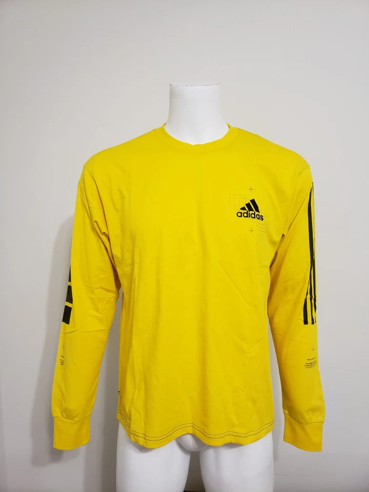 adidas Unisex Graphic Long Sleeve Tee HM1015 Yellow Size M