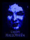 PSYWORK Schwarzlicht Stoffposter Neon Creepy Halloween Bild Druck