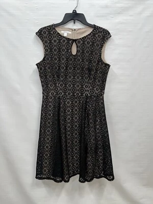 Платье женское London Times размер 12 черное вязаное крючком кружевное без рукавов миди капсула - Изображение 1 из 4