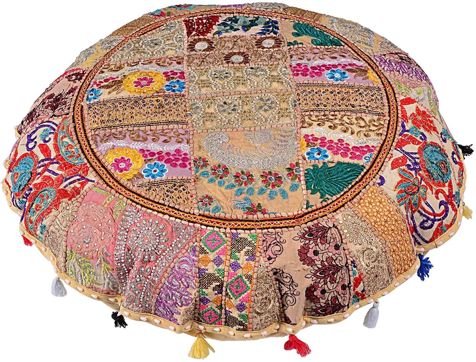 Funda de cojín de piso redonda de retazos grande de 32" para meditación Foto 1 de 1