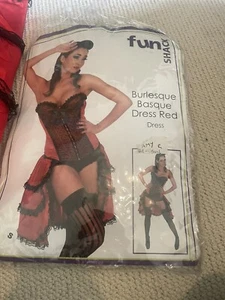 Red Burlesque Basque Dress Up /Fancy Dress Costume -Fun Shack - Size S - Picture 1 of 13
