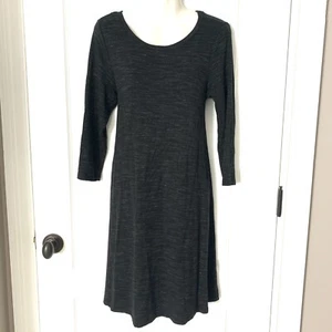 Dalia Dress Size M SOFT Swing Black White Marled 3/4 Sleeve Knee Length A line - Picture 1 of 7