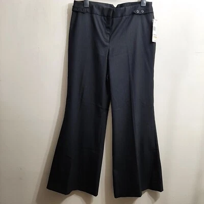 Nuevos pantalones de vestir acampanados arrugados Nine West para mujer talla 12 (34x33) negros elásticos Foto 1 de 4