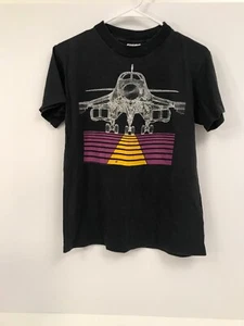 B-1B strategic bomber black t shirt Medium Hanes Vintage 80s Single Stitch Mens - Picture 1 of 3