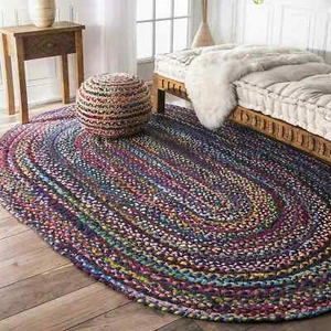 Rug Jute & Cotton handmade modern living rustic look area carpet home decor rug - Picture 1 of 6