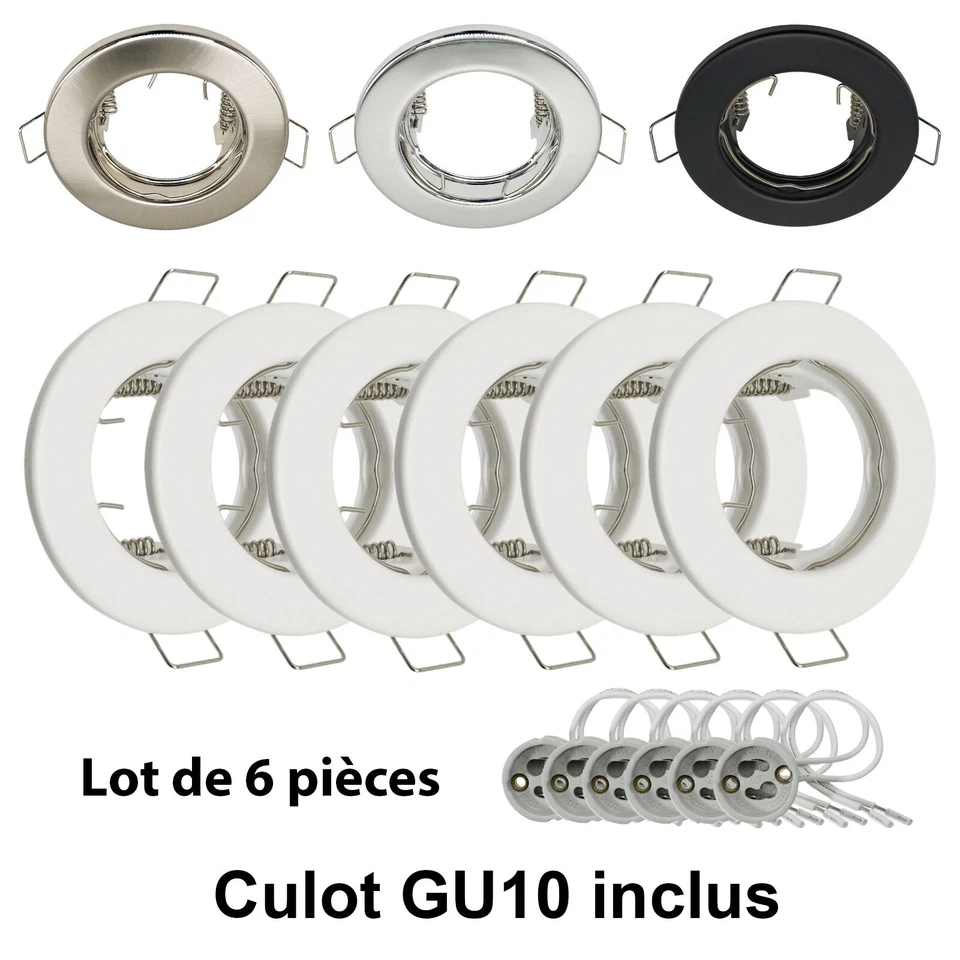 Spot de plafond ENCASTRABLE | ROND | GU10 | ALUMINIUM | Lot de 6 pièces - Photo 1/1