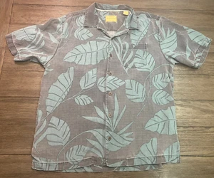 Tommy Bahama Men's Button-Up Tropical Leaf Short Sleeve Shirt Black Green Size M - Picture 1 of 5