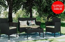 Black 4 Piece Rattan Table Chair Set Garden Furniture Set Sofa Patio Outdoor
