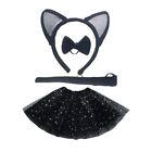 Cat-Ears Headband Bowtie Cat-Tail Tutu Skirt For Cosplay Costume Party-Decor